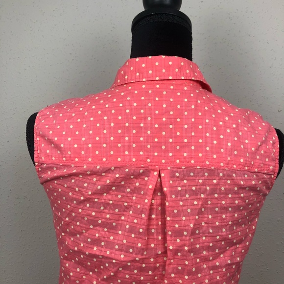 MADEWELL CORAL SLEEVELESS BUTTON DOWN W POLKA DOTS - Picture 6 of 8